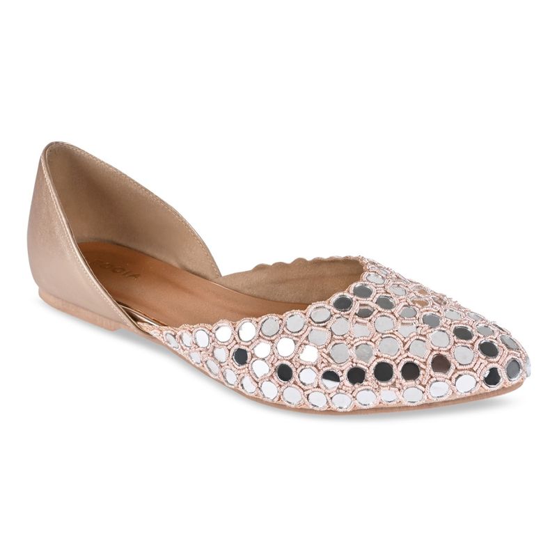 ROCIA Regal By Rose Gold Women Solid Abla Work Mojris (EURO 37)